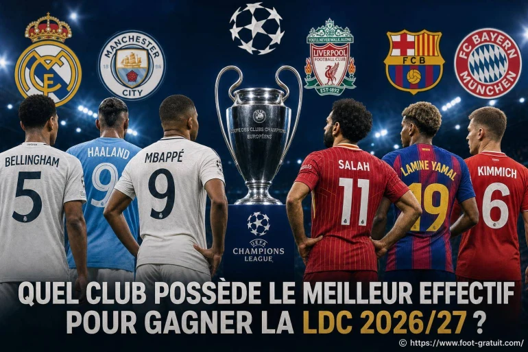 Quel club possède le meilleur effectif pour gagner la LDC 2026/27 ?